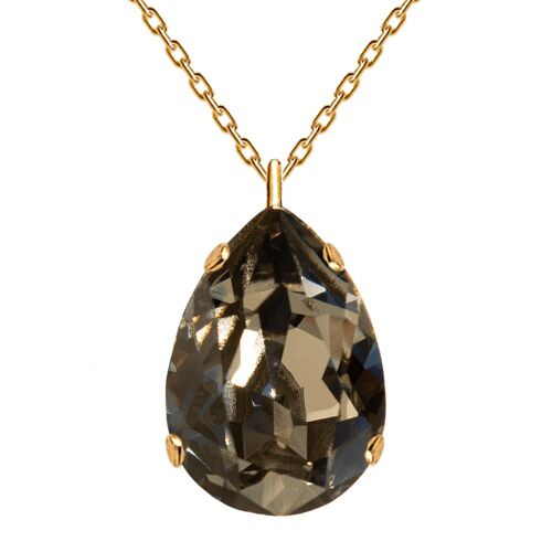 Classic drops of necklace, 14mm crystal (Gold -only) - Gold - Black Diamond