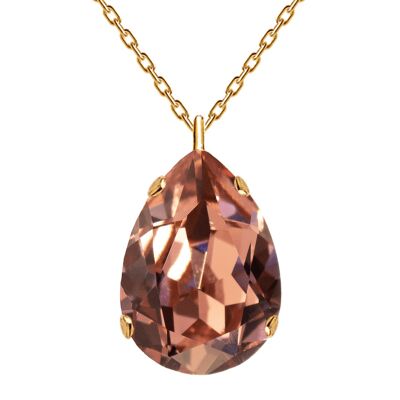 Klassische Tropfen-Halskette, 14 mm Kristall (nur Gold-Finish) – Gold – Blush Rose