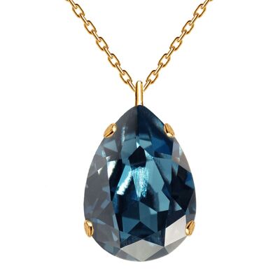 Classic drops of necklace, 14mm crystal (gold finish only) - gold - Denim Blue