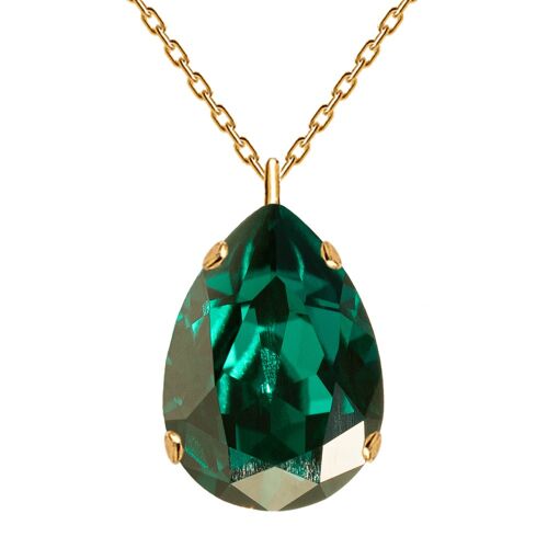 Classic drops of necklace, 14mm crystal (gold finish only) - gold - emerald