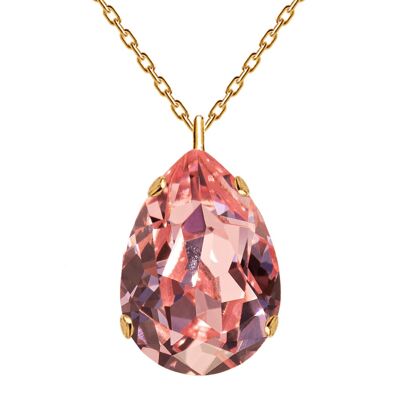 Gotas de collar clásicas, cristal de 14 mm (solo acabado dorado) - Oro - Rosa claro