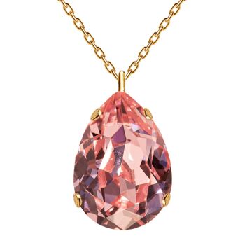 Collier gouttes classiques, cristal 14 mm (finition dorée uniquement) - Doré - Rose clair 1