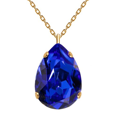 Classic drops of necklace, 14mm crystal (gold finish only) - gold - Majestic Blue