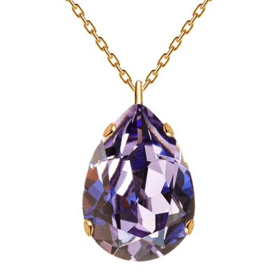 Classic drops of necklace, 14mm crystal (gold finish only) - gold - tanzanite