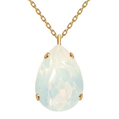 Classic drops of necklace, 14mm crystal (gold finish only) - gold - White Opal