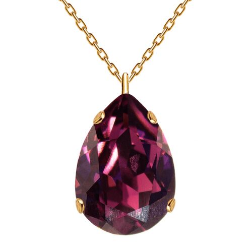 Classic drops of necklace, 14mm crystal (gold finish only) - silver - amethystyst