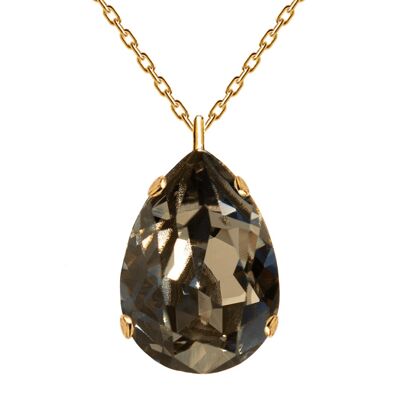 Classic drops of necklace, 14mm crystal (gold finish only) - silver - Black Diamond