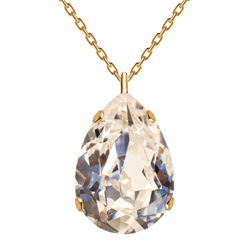 Classic drops of necklace, 14mm crystal (gold finish only) - silver - crystal