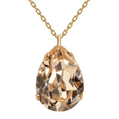 Classic drops of necklace, 14mm crystal (gold finish only) - Silver - Light Silk