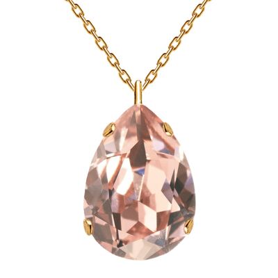Gotas de collar clásicas, cristal de 14 mm (solo acabado dorado) - plata - rosa vintage
