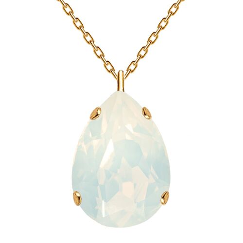 Classic drops of necklace, 14mm crystal (gold finish only) - silver - White Opal