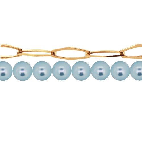 Hand chain with pearl string - Light Blue