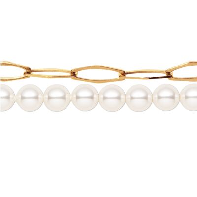 Hand chain with pearl string - White