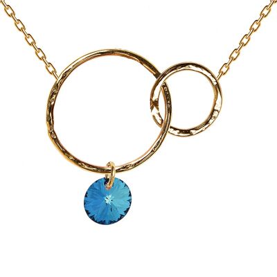Two -ring necklace, 8mm crystal - gold - bermuda