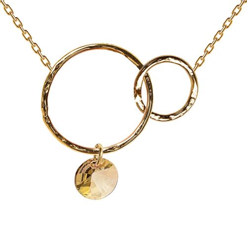 Two -ring necklace, 8mm crystal - Gold - Golden Shadow