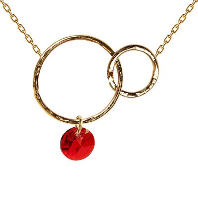 Two -ring necklace, 8mm crystal - gold - Scarlet