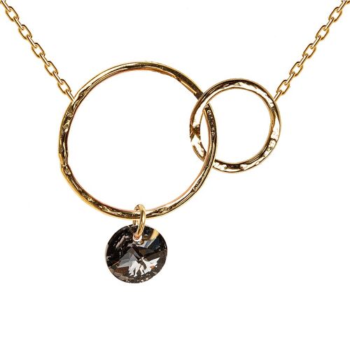 Two -ring necklace, 8mm crystal - gold - Silvernight