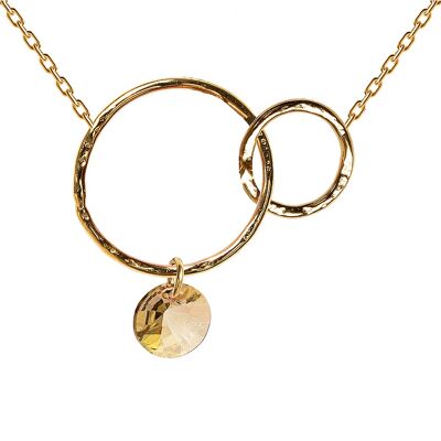 Two -ring necklace, 8mm crystal - silver - Golden Shadow