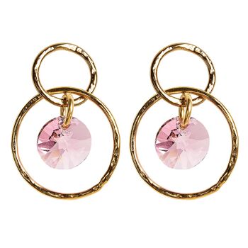 Clous à deux anneaux, cristal de 8 mm (garniture dorée uniquement) - Rose clair 1