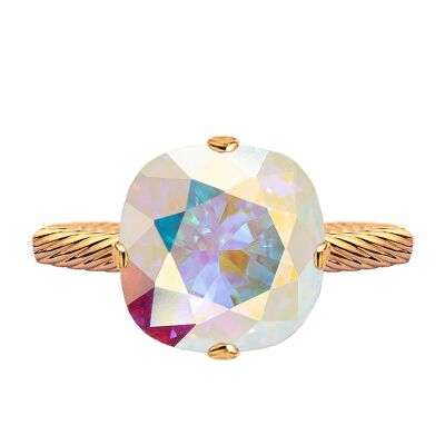 Un anello di cristallo, 10mm quadrato - oro - aurore borale