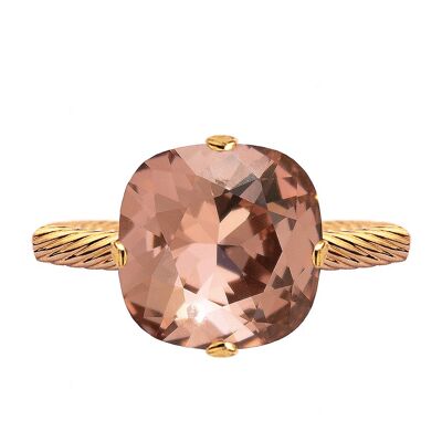 One crystal ring, 10mm square - gold - blush Rose