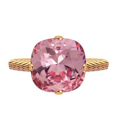 Un anneau en cristal, carré de 10 mm - or - Light Rose