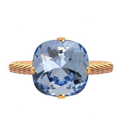 Ein Kristallring, 10 mm quadratisch – Gold – heller Saphir