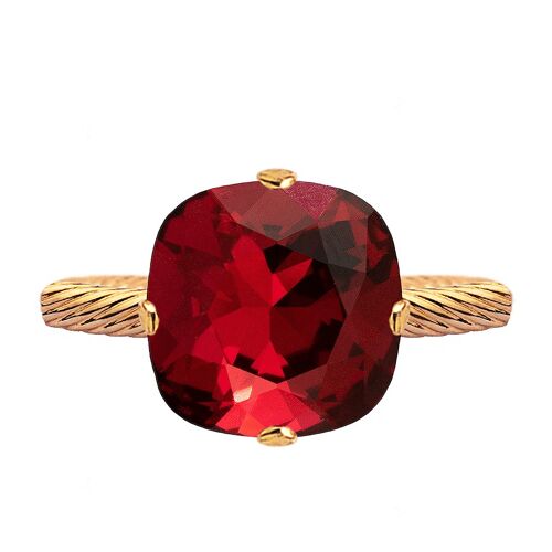 One crystal ring, 10mm square - gold - Scarlet
