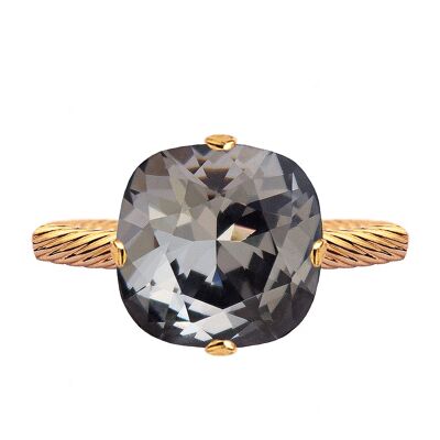 Ein Kristallring, 10 mm quadratisch – Gold – Silvernight