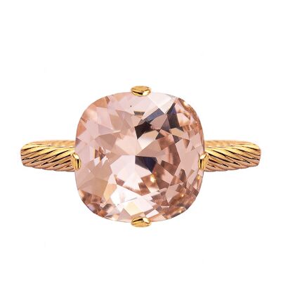 Un anneau en cristal, carré 10 mm - or - rose vintage
