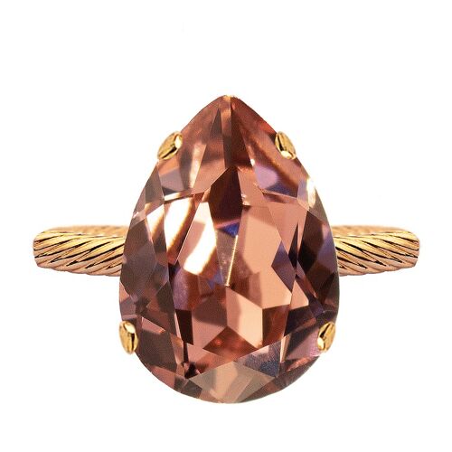 One crystal ring, 14mm blob - gold - blush Rose