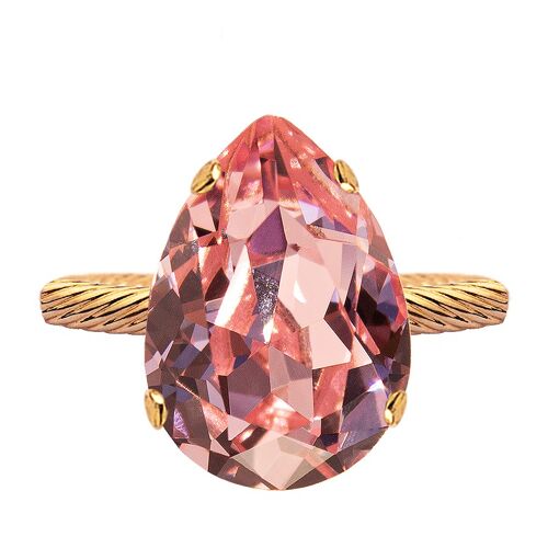 One crystal ring, 14mm blob - gold - Light Rose
