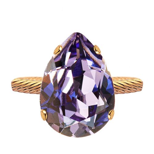One crystal ring, 14mm blob - gold - tanzanite