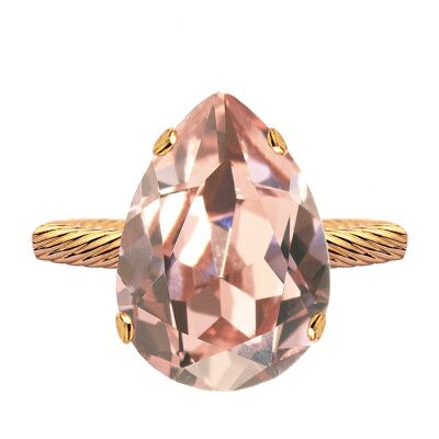 Un anneau en cristal, goutte 14mm - or - rose vintage