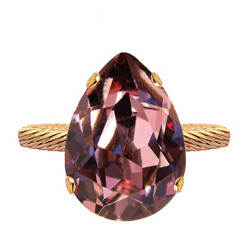 One crystal ring, 14mm blob - silver - antique pink