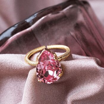 Un anneau en cristal, goutte 14 mm - argent - rose clair 3