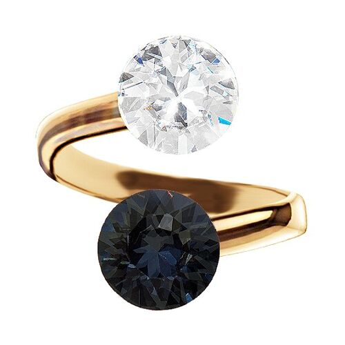 Two crystal silver ring, round 8mm - gold - Silvernight / Crystal