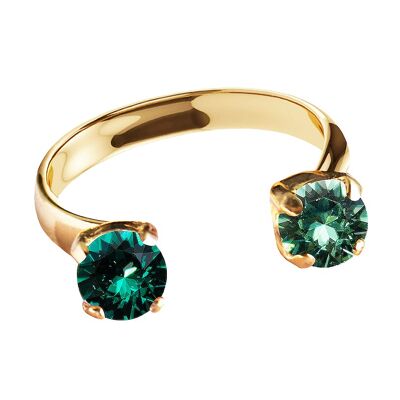 Two crystal ring, round 5mm - gold - Erenite / Emerald