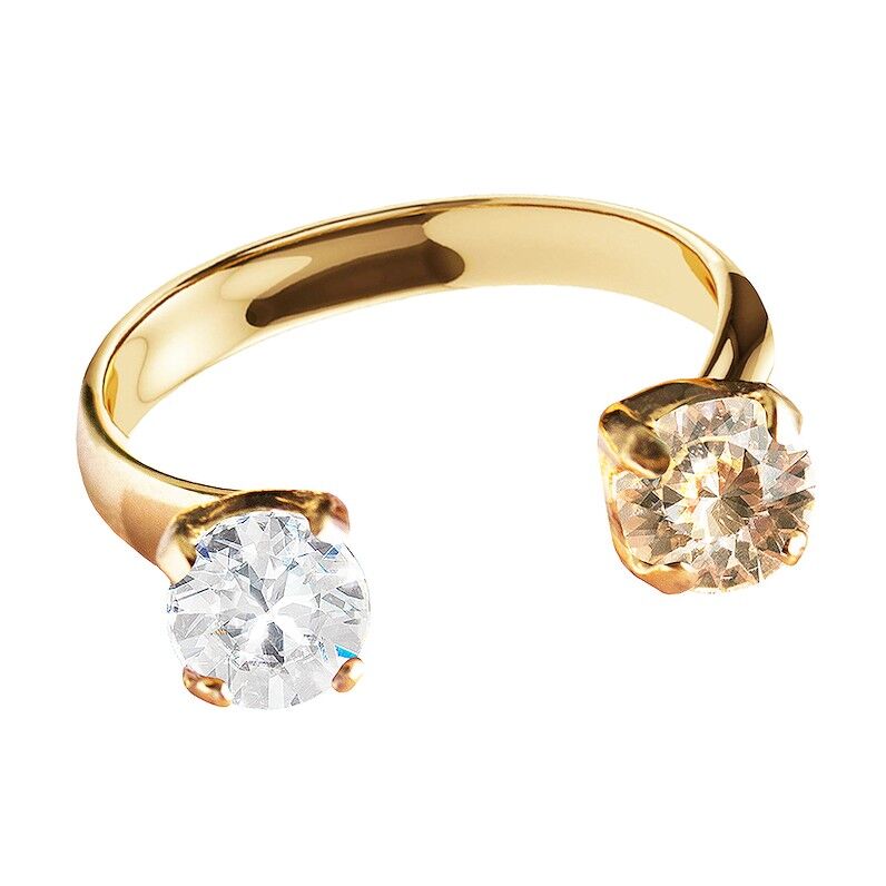 Two crystal ring, round 5mm - silver - Light Silk / Crystal