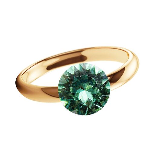 One crystal silver ring, round 8mm - gold - Erinite
