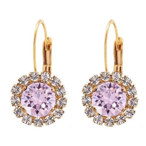 Luxurious earrings, 8mm crystal - gold - light amethyst