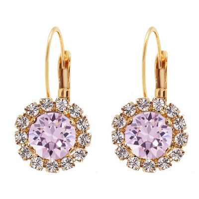 Luxurious earrings, 8mm crystal - gold - light amethyst