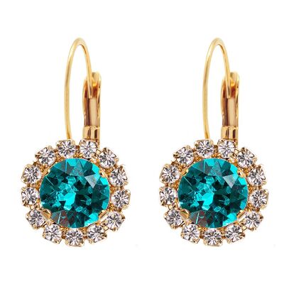 Pendientes de lujo, cristal de 8 mm - oro - Blue Zircon