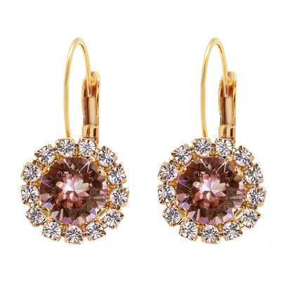 Luxurious earrings, 8mm crystal - gold - blush Rose