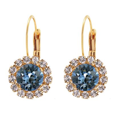 Luxuriöse Ohrringe, 8 mm Kristall - Gold - Denim Blue