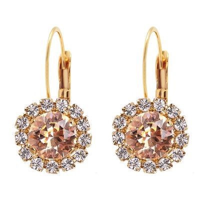 Luxurious earrings, 8mm crystal - gold - Light Peach