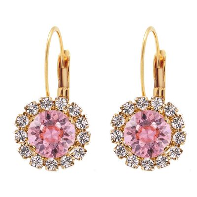 Luxurious earrings, 8mm crystal - gold - Light Rose