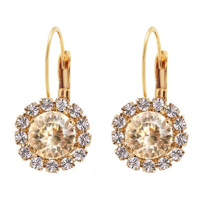 Luxurious earrings, 8mm crystal - gold - Golden Shadow