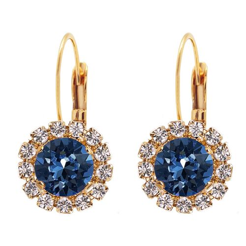 Luxurious earrings, 8mm crystal - gold - montana