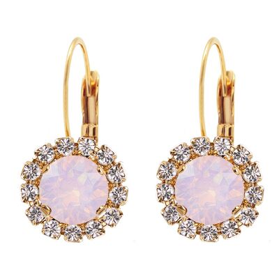 Luxurious earrings, 8mm crystal - gold - Rose Water Opal